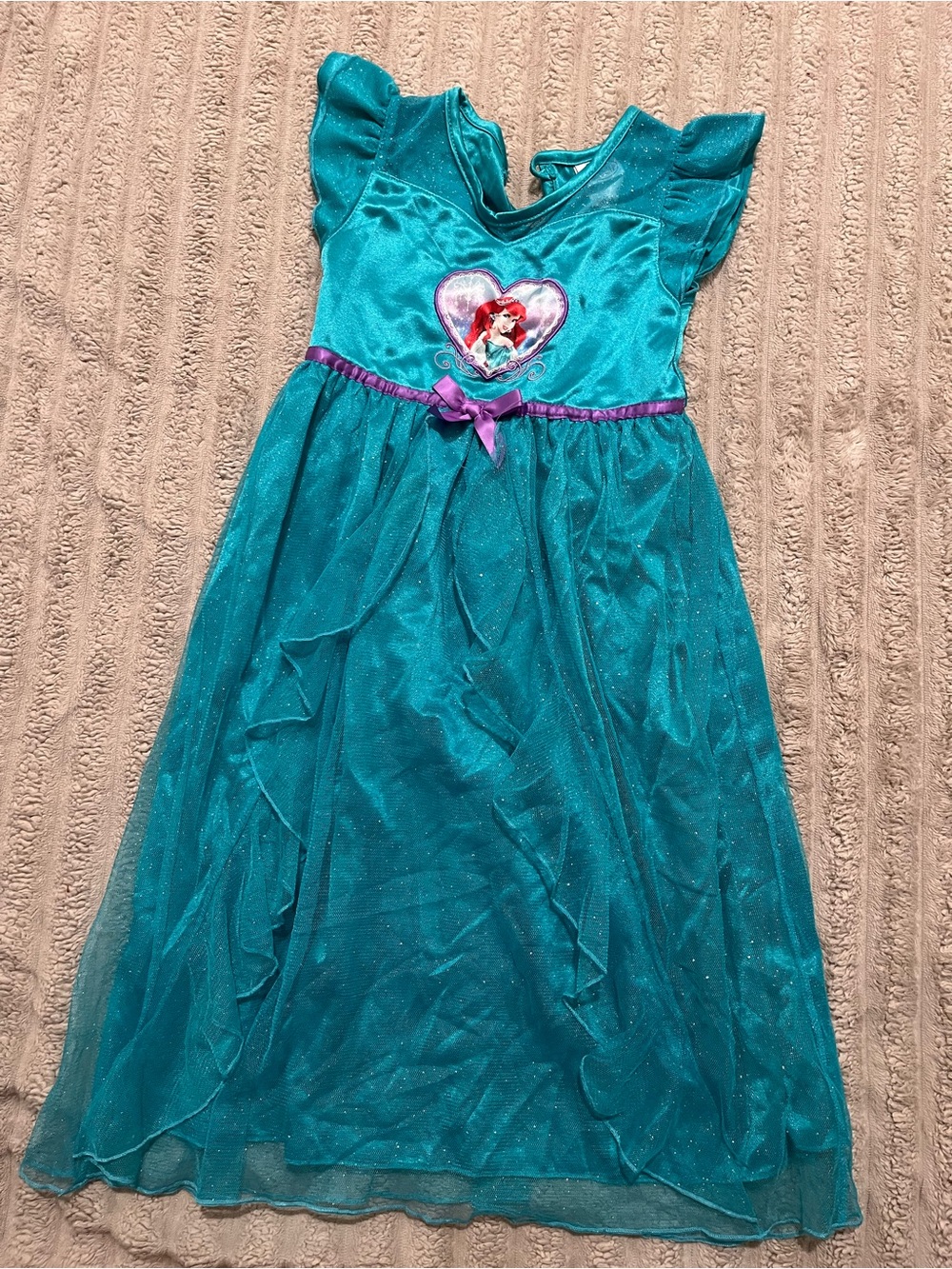 Girls Teal Princess Dress with Heart Medallion